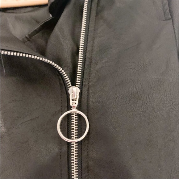 NWT! LEATHER Black Motorcycle Jacket- LOOP ZIPPERS! Sz L - Picture 5 of 10